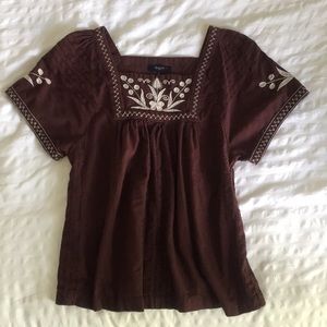 Madewell Embroidered peasant top
